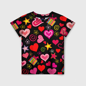 Детская футболка 3D с принтом Любовь в Кировске, 100% гипоаллергенный полиэфир | прямой крой, круглый вырез горловины, длина до линии бедер, чуть спущенное плечо, ткань немного тянется | Тематика изображения на принте: love is | любовь | подарки | сердца