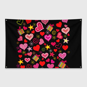 Флаг-баннер с принтом Любовь в Кировске, 100% полиэстер | размер 67 х 109 см, плотность ткани — 95 г/м2; по краям флага есть четыре люверса для крепления | love is | любовь | подарки | сердца