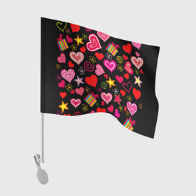 Флаг для автомобиля с принтом Любовь в Кировске, 100% полиэстер | Размер: 30*21 см | love is | любовь | подарки | сердца