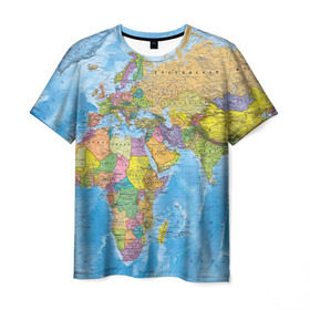 Мужская футболка 3D с принтом Карта в Кировске, 100% полиэфир | прямой крой, круглый вырез горловины, длина до линии бедер | Тематика изображения на принте: map | world | глобус | мир | россия