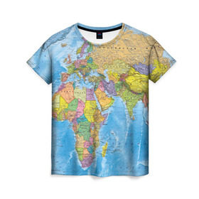 Женская футболка 3D с принтом Карта в Кировске, 100% полиэфир ( синтетическое хлопкоподобное полотно) | прямой крой, круглый вырез горловины, длина до линии бедер | map | world | глобус | мир | россия