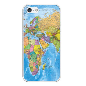 Чехол для Apple iPhone 5/5S силиконовый с принтом Карта в Кировске, Силикон | Область печати: задняя сторона чехла, без боковых панелей | Тематика изображения на принте: map | world | глобус | мир | россия