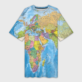 Платье-футболка 3D с принтом Карта в Кировске,  |  | map | world | глобус | мир | россия