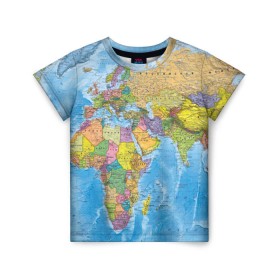 Детская футболка 3D с принтом Карта в Кировске, 100% гипоаллергенный полиэфир | прямой крой, круглый вырез горловины, длина до линии бедер, чуть спущенное плечо, ткань немного тянется | Тематика изображения на принте: map | world | глобус | мир | россия