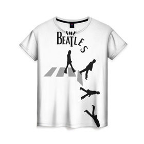 Женская футболка 3D с принтом Битлы падают в Кировске, 100% полиэфир ( синтетическое хлопкоподобное полотно) | прямой крой, круглый вырез горловины, длина до линии бедер | the beatles | альбомы | битлз | музыка
