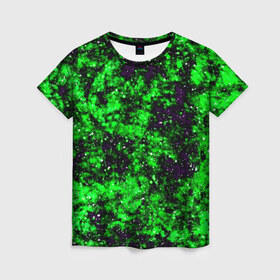 Женская футболка 3D с принтом Green color в Кировске, 100% полиэфир ( синтетическое хлопкоподобное полотно) | прямой крой, круглый вырез горловины, длина до линии бедер | Тематика изображения на принте: гранж | зеленый | краска | новые | текстуры | цветные