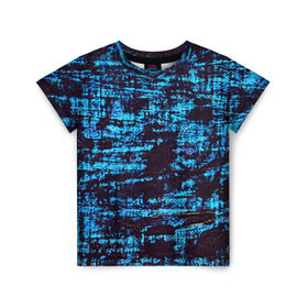 Детская футболка 3D с принтом Джинсовый в Кировске, 100% гипоаллергенный полиэфир | прямой крой, круглый вырез горловины, длина до линии бедер, чуть спущенное плечо, ткань немного тянется | blue | grunge | джинсы | краска