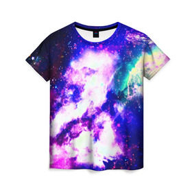 Женская футболка 3D с принтом Галактика в Кировске, 100% полиэфир ( синтетическое хлопкоподобное полотно) | прямой крой, круглый вырез горловины, длина до линии бедер | new | вселенная | звезды | космос | новые | прикольные