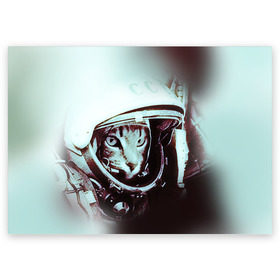 Поздравительная открытка с принтом Котмонавт в Кировске, 100% бумага | плотность бумаги 280 г/м2, матовая, на обратной стороне линовка и место для марки
 | 12 апреля | гагарин | день космонавтики | космонавт | космонавтика | космос | юра | юрий