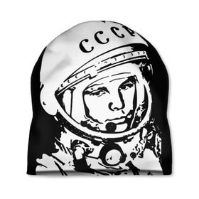 Шапка 3D с принтом Гагарин 9 в Кировске, 100% полиэстер | универсальный размер, печать по всей поверхности изделия | 12 апреля | гагарин | день космонавтики | космонавт | космонавтика | космос | юра | юрий