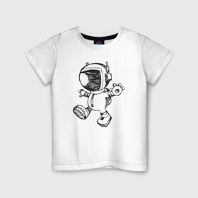 Детская футболка хлопок с принтом Космонавт 1 в Кировске, 100% хлопок | круглый вырез горловины, полуприлегающий силуэт, длина до линии бедер | 12 апреля | день космонавтики | космонавт | космонавтика