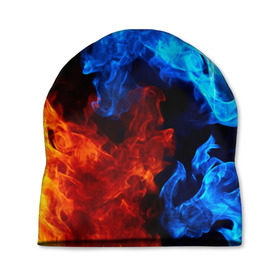 Шапка 3D с принтом Огонь и вода в Кировске, 100% полиэстер | универсальный размер, печать по всей поверхности изделия | вода | инь и янь | огонь | отношения