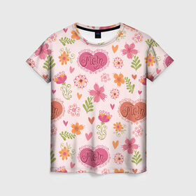 Женская футболка 3D с принтом День матери в Кировске, 100% полиэфир ( синтетическое хлопкоподобное полотно) | прямой крой, круглый вырез горловины, длина до линии бедер | деть матери | мама | праздники | родители