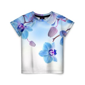Детская футболка 3D с принтом Голубая орхидея в Кировске, 100% гипоаллергенный полиэфир | прямой крой, круглый вырез горловины, длина до линии бедер, чуть спущенное плечо, ткань немного тянется | Тематика изображения на принте: голубая орхидея | красота | орхидеи | природа | цветок | цветочек | цветы