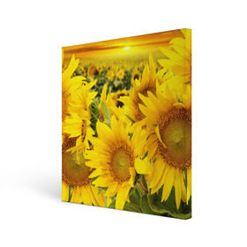Холст квадратный с принтом Подсолнухи в Кировске, 100% ПВХ |  | желтый | солнце | цветок | яркий