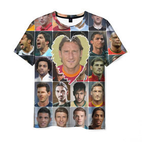 Мужская футболка 3D с принтом Франческо Тотти - лучший в Кировске, 100% полиэфир | прямой крой, круглый вырез горловины, длина до линии бедер | francesco totti | лучший футболист | любимый игрок | сердце | франческо тотти | футбол | я люблю
