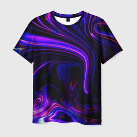Мужская футболка 3D с принтом Цветные разводы в Кировске, 100% полиэфир | прямой крой, круглый вырез горловины, длина до линии бедер | Тематика изображения на принте: гранж | краска | разводы | цветные