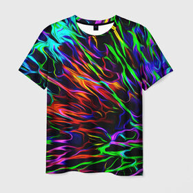 Мужская футболка 3D с принтом Разноцветные разводы в Кировске, 100% полиэфир | прямой крой, круглый вырез горловины, длина до линии бедер | Тематика изображения на принте: гранж | краска | разводы | цветные