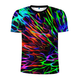 Мужская футболка 3D спортивная с принтом Разноцветные разводы в Кировске, 100% полиэстер с улучшенными характеристиками | приталенный силуэт, круглая горловина, широкие плечи, сужается к линии бедра | гранж | краска | разводы | цветные