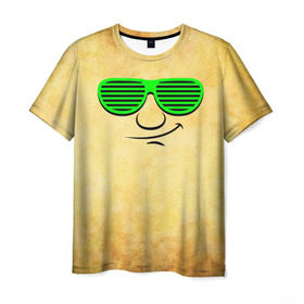 Мужская футболка 3D с принтом Знатный клаббер в Кировске, 100% полиэфир | прямой крой, круглый вырез горловины, длина до линии бедер | веселье | кислота | клаббер | клуб | мордочка | очки | позитив | прикол | рожица | смайл | смех | улыбка | умора | хорошее настроение | юмор