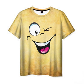 Мужская футболка 3D с принтом Неисчерпаемый позитив в Кировске, 100% полиэфир | прямой крой, круглый вырез горловины, длина до линии бедер | веселье | мордочка | неисчерпаемый позитив | позитив | прикол | рожица | смайл | смех | улыбка | умора | хорошее настроение | юмор