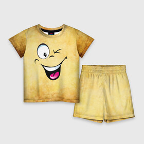 Детский костюм с шортами 3D с принтом Неисчерпаемый позитив в Кировске,  |  | веселье | мордочка | неисчерпаемый позитив | позитив | прикол | рожица | смайл | смех | улыбка | умора | хорошее настроение | юмор