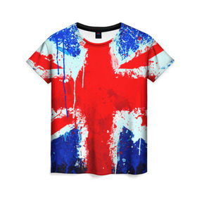 Женская футболка 3D с принтом Англия в Кировске, 100% полиэфир ( синтетическое хлопкоподобное полотно) | прямой крой, круглый вырез горловины, длина до линии бедер | англия | краска | модные | популярные | прикольные | стена | флаг