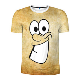 Мужская футболка 3D спортивная с принтом Улыбка на миллион (2) в Кировске, 100% полиэстер с улучшенными характеристиками | приталенный силуэт, круглая горловина, широкие плечи, сужается к линии бедра | рожица | улыбка