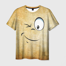Мужская футболка 3D с принтом Смайл подмигивает (2) в Кировске, 100% полиэфир | прямой крой, круглый вырез горловины, длина до линии бедер | веселье | мимика | мордочка | позитив | прикол | рожица | смайл | смайл подмигивает | смех | улыбка | умора | хорошее настроение | юмор