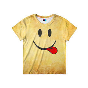 Детская футболка 3D с принтом Мы на позитиве (R) в Кировске, 100% гипоаллергенный полиэфир | прямой крой, круглый вырез горловины, длина до линии бедер, чуть спущенное плечо, ткань немного тянется | Тематика изображения на принте: парная | позитив | рожица | смайл | улыбка | язык