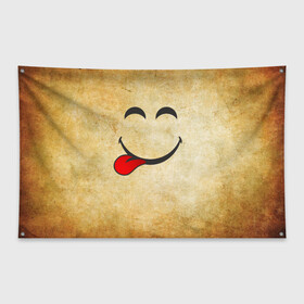 Флаг-баннер с принтом Мы на позитиве (L) в Кировске, 100% полиэстер | размер 67 х 109 см, плотность ткани — 95 г/м2; по краям флага есть четыре люверса для крепления | парная | позитив | рожица | смайл | улыбка | язык