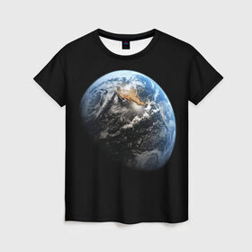 Женская футболка 3D с принтом Земля в Кировске, 100% полиэфир ( синтетическое хлопкоподобное полотно) | прямой крой, круглый вырез горловины, длина до линии бедер | earth | земля | космос | луна