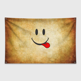 Флаг-баннер с принтом Мы на позитиве (R) в Кировске, 100% полиэстер | размер 67 х 109 см, плотность ткани — 95 г/м2; по краям флага есть четыре люверса для крепления | парная | позитив | рожица | смайл | улыбка | язык
