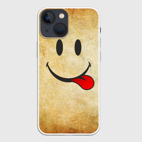 Чехол для iPhone 13 mini с принтом Мы на позитиве (R) в Кировске,  |  | Тематика изображения на принте: парная | позитив | рожица | смайл | улыбка | язык