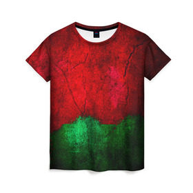 Женская футболка 3D с принтом Grunge color в Кировске, 100% полиэфир ( синтетическое хлопкоподобное полотно) | прямой крой, круглый вырез горловины, длина до линии бедер | гранж | краска | стена | цветные