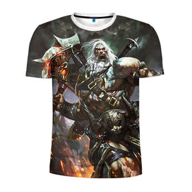 Мужская футболка 3D спортивная с принтом Diablo 3 в Кировске, 100% полиэстер с улучшенными характеристиками | приталенный силуэт, круглая горловина, широкие плечи, сужается к линии бедра | demon