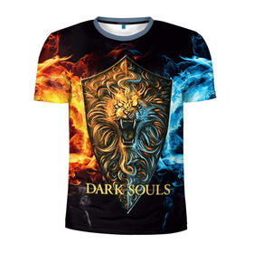 Мужская футболка 3D спортивная с принтом Dark Souls 11 в Кировске, 100% полиэстер с улучшенными характеристиками | приталенный силуэт, круглая горловина, широкие плечи, сужается к линии бедра | dark souls | praise the sun | you died | дарк соулс