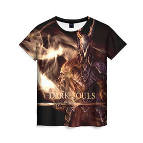 Женская футболка 3D с принтом Dark Souls 16 в Кировске, 100% полиэфир ( синтетическое хлопкоподобное полотно) | прямой крой, круглый вырез горловины, длина до линии бедер | dark souls | praise the sun | you died | дарк соулс