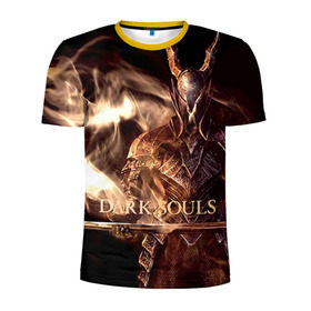 Мужская футболка 3D спортивная с принтом Dark Souls 16 в Кировске, 100% полиэстер с улучшенными характеристиками | приталенный силуэт, круглая горловина, широкие плечи, сужается к линии бедра | dark souls | praise the sun | you died | дарк соулс