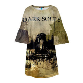 Детское платье 3D с принтом Dark Souls 19 в Кировске, 100% полиэстер | прямой силуэт, чуть расширенный к низу. Круглая горловина, на рукавах — воланы | Тематика изображения на принте: dark souls