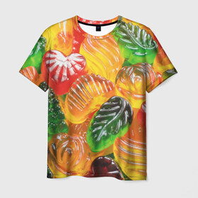 Мужская футболка 3D с принтом Желе в Кировске, 100% полиэфир | прямой крой, круглый вырез горловины, длина до линии бедер | candy | еда | конфеты | мармелад | сладкое