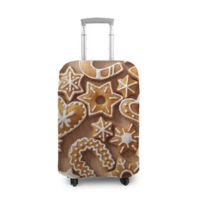 Чехол для чемодана 3D с принтом печенье в Кировске, 86% полиэфир, 14% спандекс | двустороннее нанесение принта, прорези для ручек и колес | christmas | cookies | decoration | merry | xmas | выпечка | глазурь | новый год | рождество | сладко