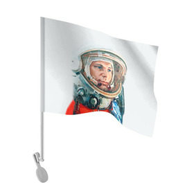Флаг для автомобиля с принтом Гагарин в Кировске, 100% полиэстер | Размер: 30*21 см | space | гагарин | космос | россия