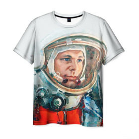 Мужская футболка 3D с принтом Гагарин в Кировске, 100% полиэфир | прямой крой, круглый вырез горловины, длина до линии бедер | Тематика изображения на принте: space | гагарин | космос | россия