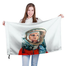 Флаг 3D с принтом Гагарин в Кировске, 100% полиэстер | плотность ткани — 95 г/м2, размер — 67 х 109 см. Принт наносится с одной стороны | space | гагарин | космос | россия
