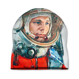 Шапка 3D с принтом Гагарин в Кировске, 100% полиэстер | универсальный размер, печать по всей поверхности изделия | space | гагарин | космос | россия