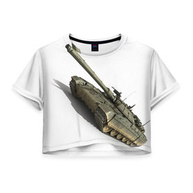 Женская футболка 3D укороченная с принтом Армата 2 в Кировске, 100% полиэстер | круглая горловина, длина футболки до линии талии, рукава с отворотами | 9 мая | armata | армата | военная техника | танк | техника