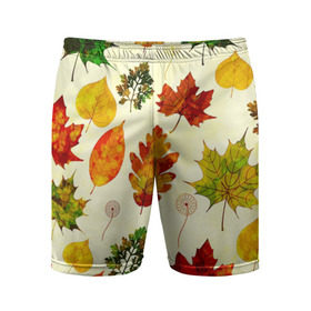 Мужские шорты 3D спортивные с принтом Осень в Кировске,  |  | листва | листья | осень | оформление | пёстрые листочки | слой | текстура | трайбл | узор | фон