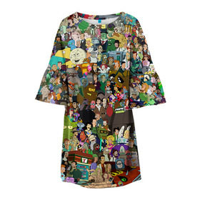 Детское платье 3D с принтом Futurama в Кировске, 100% полиэстер | прямой силуэт, чуть расширенный к низу. Круглая горловина, на рукавах — воланы | bender | fry | futurama | mult | бендер | бэндер | лила | мульт | мультсериал | мульфильмы | фрай | футутрама