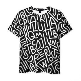 Мужская футболка 3D с принтом Английские буквы в Кировске, 100% полиэфир | прямой крой, круглый вырез горловины, длина до линии бедер | алфавит | английский язык | буквы | оформление | слой | текстура | трайбл | узор | фон